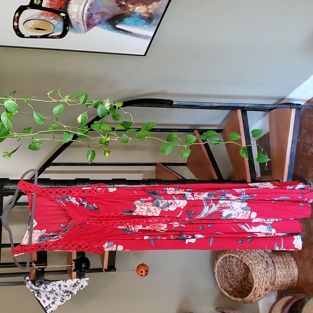 Jaase loose flowy long red dress